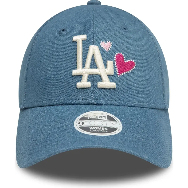 kepure-islenkta-melyna-reguliuojamas-9forty-denim-icon-heart-los-angeles-dodgers-mlb-new-era