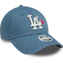 new-era-curved-brim-women-9forty-denim-icon-heart-los-angeles-dodgers-mlb-blue-adjustable-cap