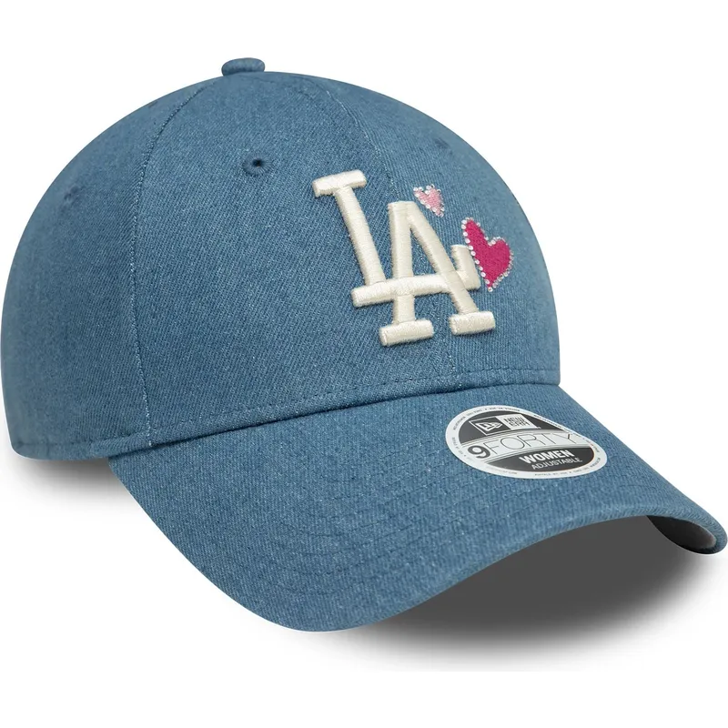 kepure-islenkta-melyna-reguliuojamas-9forty-denim-icon-heart-los-angeles-dodgers-mlb-new-era