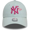 kepure-islenkta-melyna-reguliuojamas-rosa-9forty-denim-icon-heart-new-york-yankees-mlb-new-era