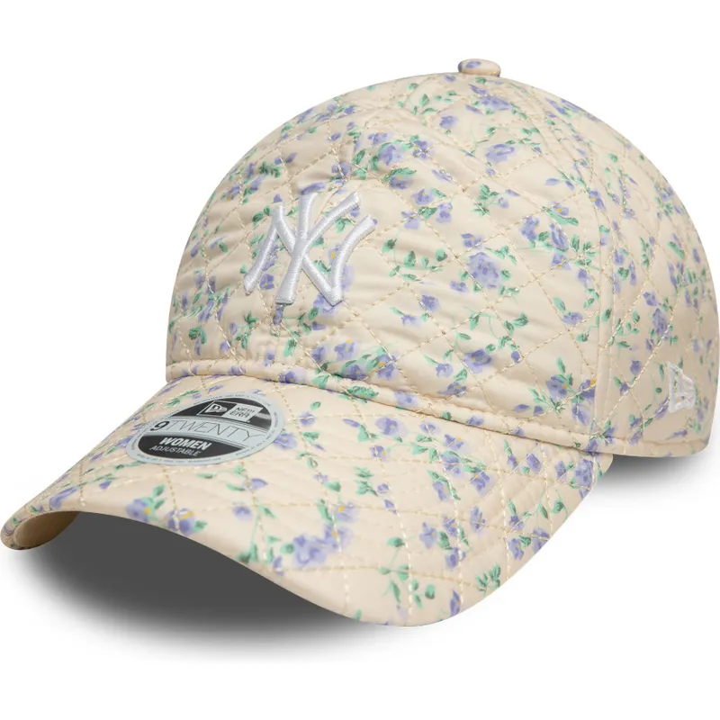 cap-islenkta-beige-adjustable-strap-9twenty-floral-quilt-new-york-yankees-mlb-new-era