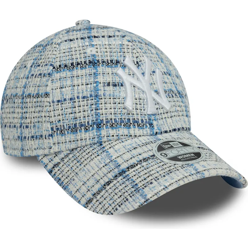 niebieska-regulowana-czapka-z-zakrzywionym-daszkiem-dla-kobiet-9forty-tweed-new-york-yankees-mlb-new-era