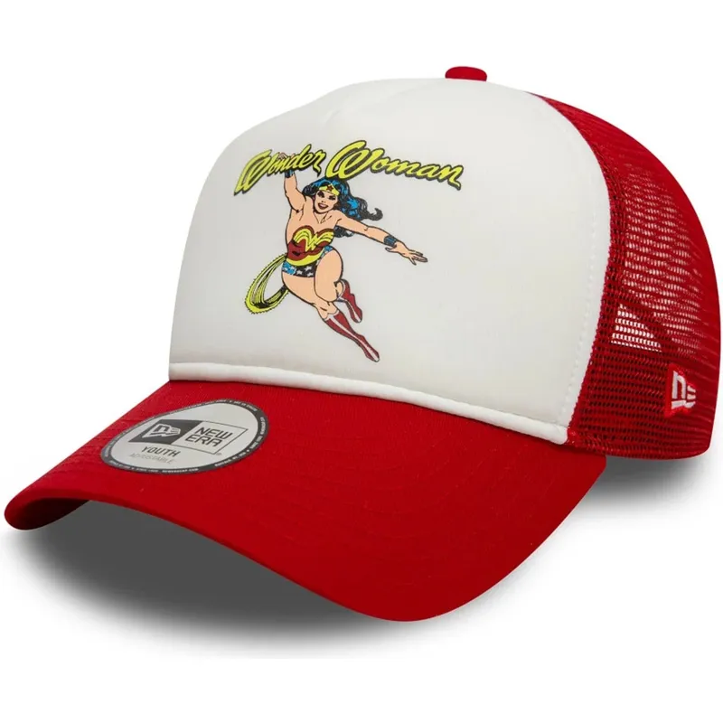 kepure-islenkta-raudona-snapback-vaikams-9forty-a-frame-wonder-woman-dc-comics-new-era