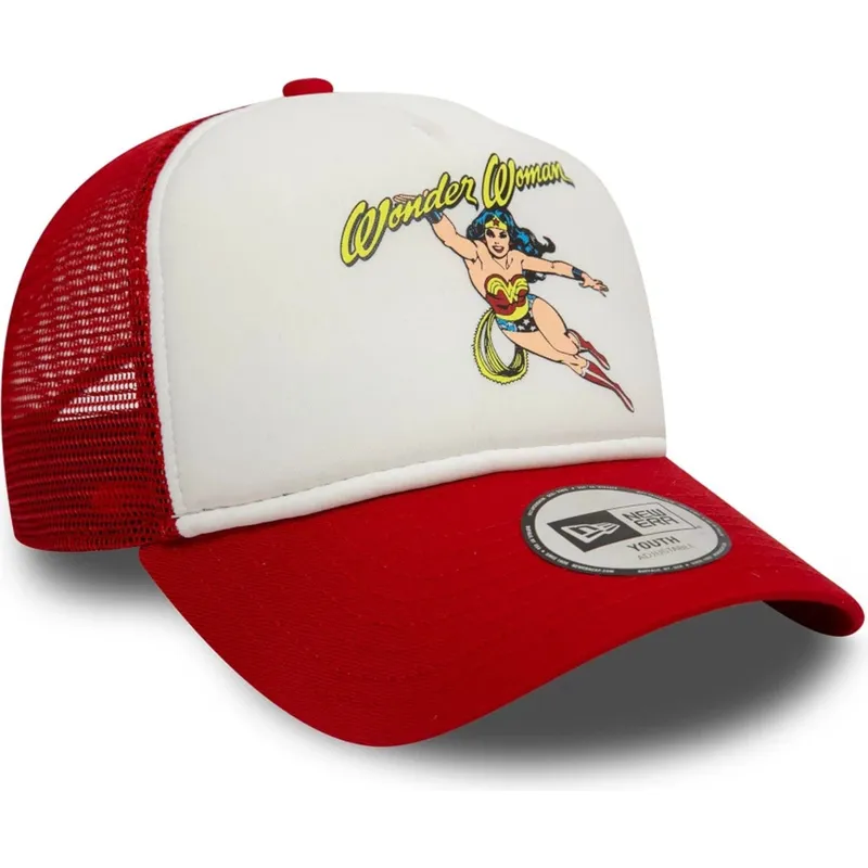 kepure-islenkta-raudona-snapback-vaikams-9forty-a-frame-wonder-woman-dc-comics-new-era
