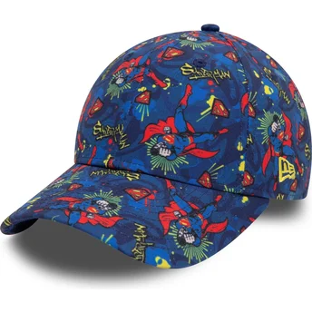 Cap išlenkta navy blue adjustable strap vaikams 9FORTY All Over Print Superman DC Comics New Era