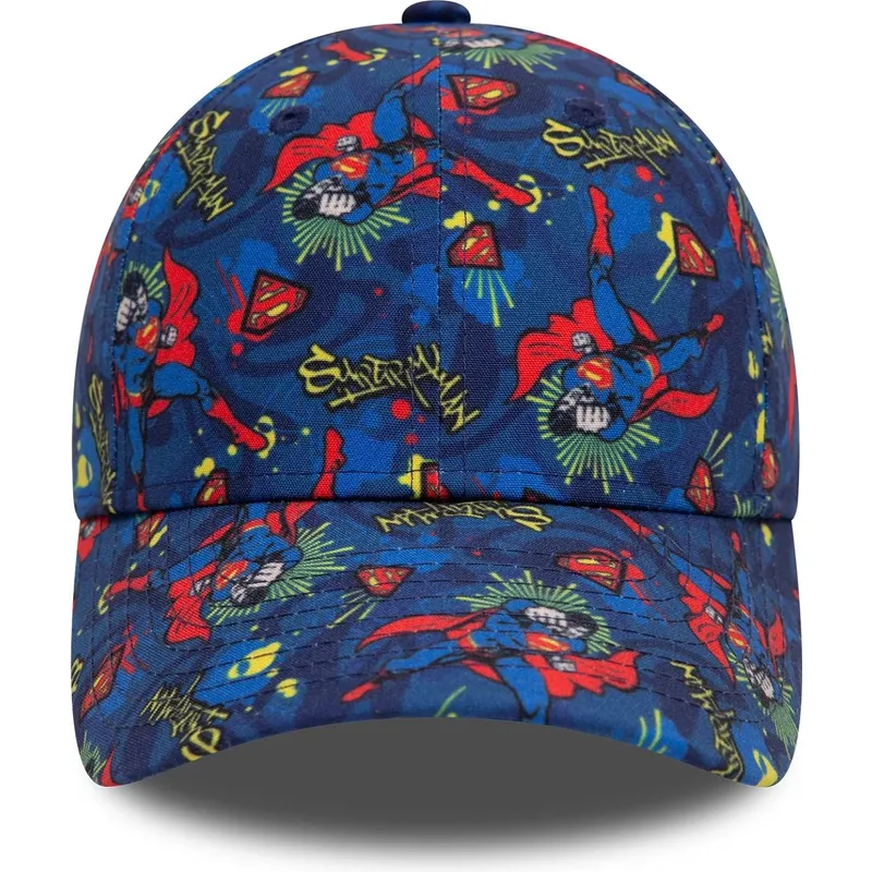 cap-islenkta-navy-blue-adjustable-strap-vaikams-9forty-all-over-print-superman-dc-comics-new-era
