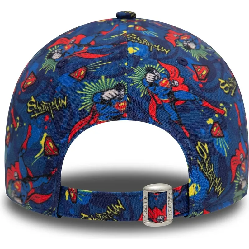 cap-islenkta-navy-blue-adjustable-strap-vaikams-9forty-all-over-print-superman-dc-comics-new-era