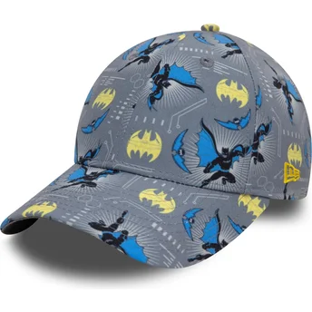 Cap išlenkta gray adjustable strap vaikams 9FORTY All Over Print Batman DC Comics New Era
