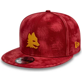 Cap plokščia red snapback 9FIFTY Tie Dye Associazione Sportiva Roma Serie A New Era