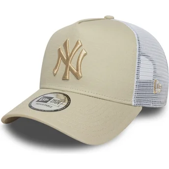 Czapka trucker beżowa i biała z beżowym logo A Frame League Essential New York Yankees MLB New Era