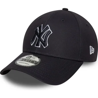 Granatowa zakrzywiona czapka z regulacją z granatowym logo 9FORTY Outline New York Yankees MLB New Era