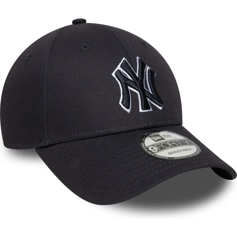 kepure-islenkta-tamsiai-melyna-reguliuojama-juostele-9forty-outline-new-york-yankees-mlb-new-era