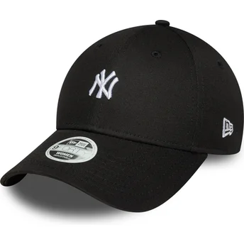 Czarna regulowana czapka z zakrzywionym daszkiem dla kobiet 9FORTY Mini Logo New York Yankees MLB New Era