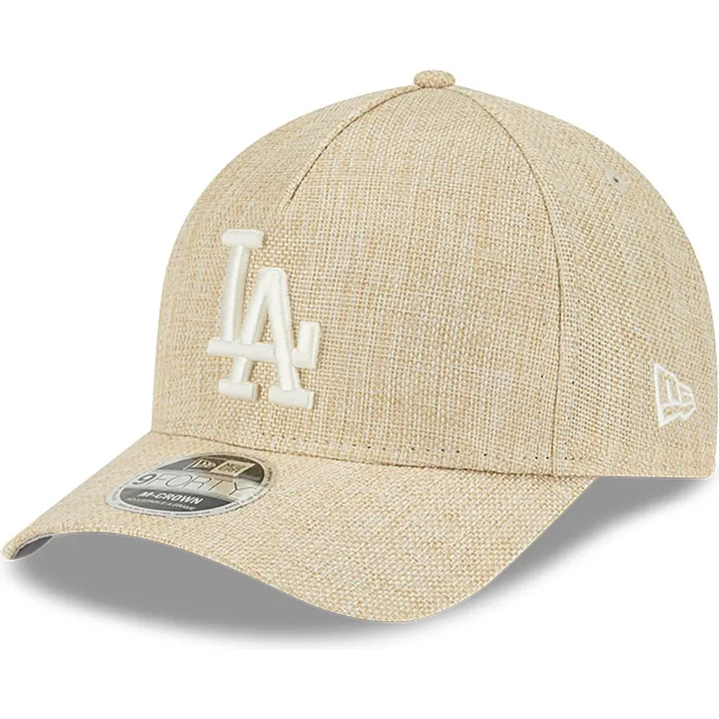 bezowa-czapka-z-zakrzywionym-daszkiem-snapback-9forty-m-crown-a-frame-cotton-weave-los-angeles-dodgers-mlb-new-era