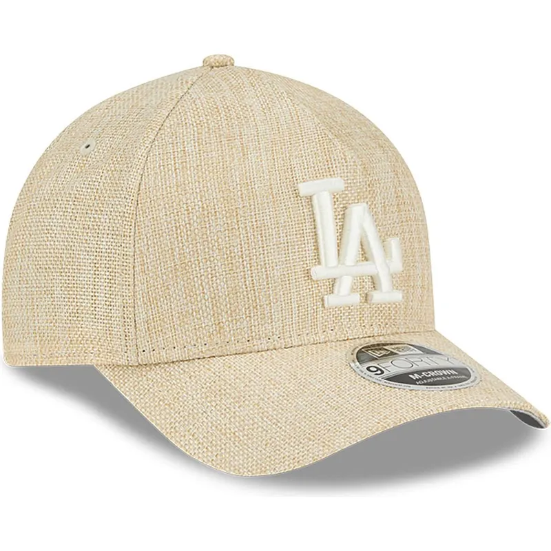 bezowa-czapka-z-zakrzywionym-daszkiem-snapback-9forty-m-crown-a-frame-cotton-weave-los-angeles-dodgers-mlb-new-era