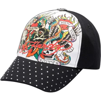 Kepurė išlenkta juoda reguliuojama juostelė True Til Death Ed Hardy