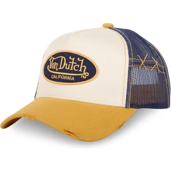 Czapka trucker beżowa, niebieska i żółta USED 05 od Von Dutch