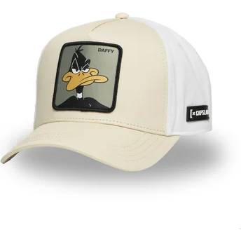 Capslab Curved Brim Daffy Duck LOO11 DAF2 Looney Tunes Beige and White Snapback Cap