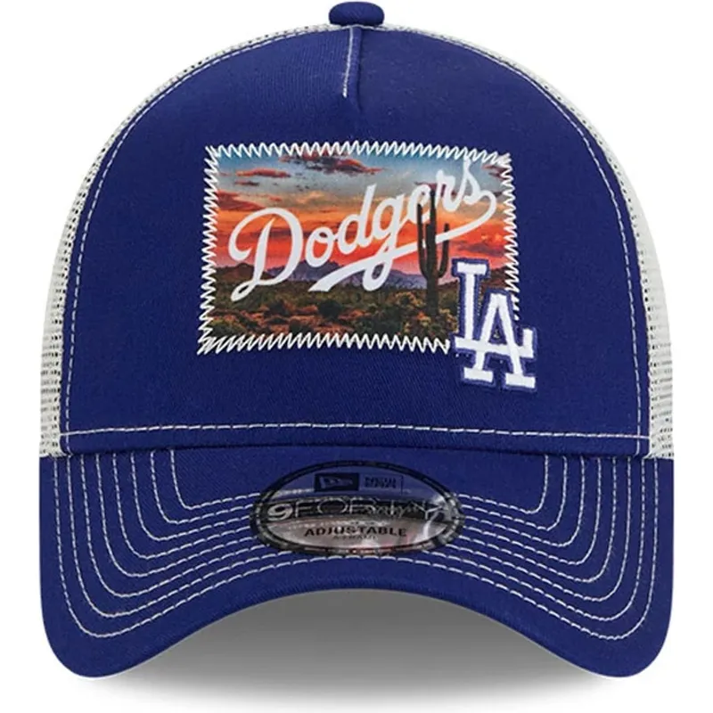 czapka-trucker-niebiesko-biala-9forty-a-frame-patch-spring-training-fan-pack-2025-los-angeles-dodgers-mlb-new-era