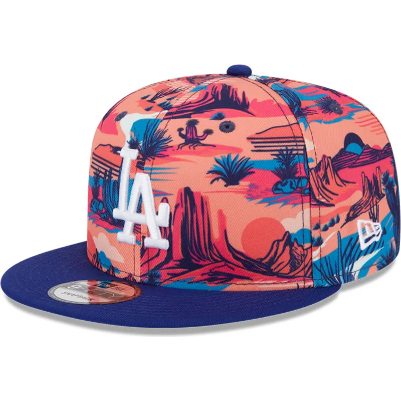 wielokolorowa-plaska-czapka-snapback-9fifty-printed-spring-training-fan-pack-2025-los-angeles-dodgers-mlb-new-era