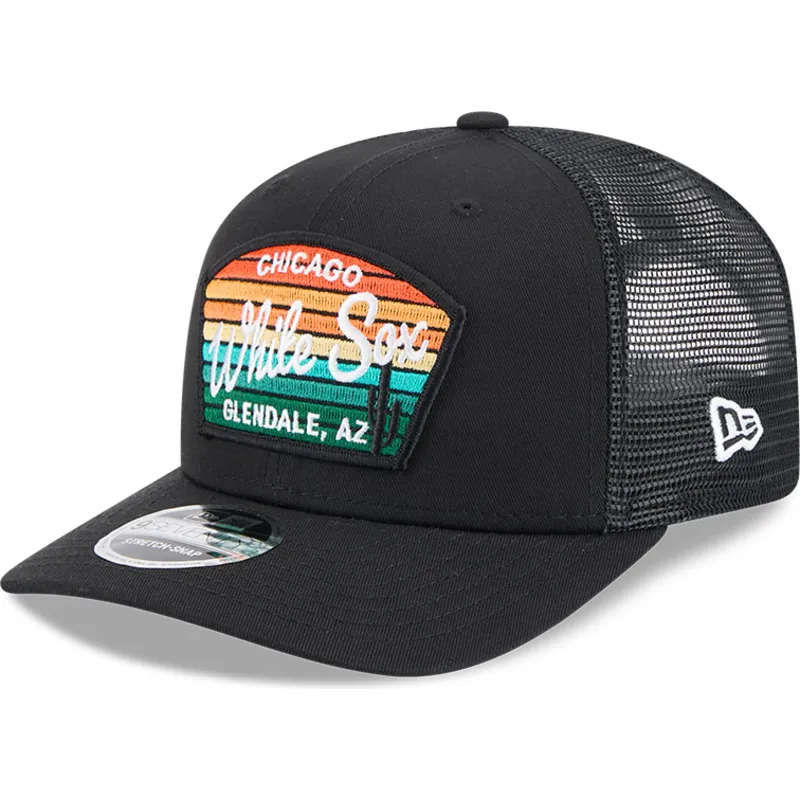 kepure-islenkta-juoda-snapback-9seventy-stretch-snap-mesh-spring-training-fan-pack-2025-chicago-white-sox-mlb-new-era