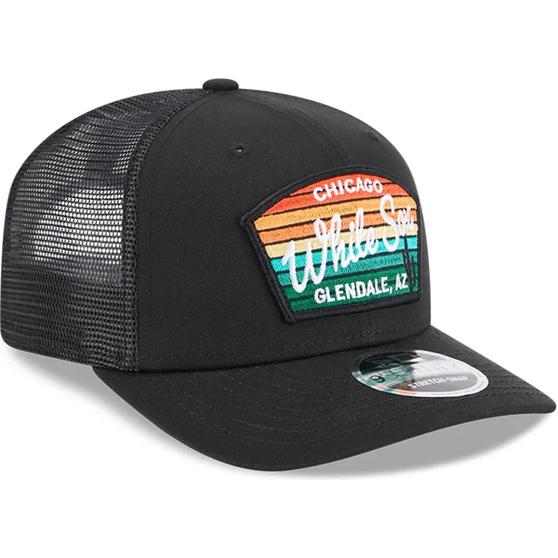 kepure-islenkta-juoda-snapback-9seventy-stretch-snap-mesh-spring-training-fan-pack-2025-chicago-white-sox-mlb-new-era