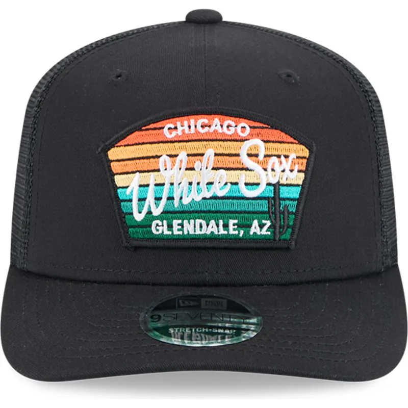kepure-islenkta-juoda-snapback-9seventy-stretch-snap-mesh-spring-training-fan-pack-2025-chicago-white-sox-mlb-new-era