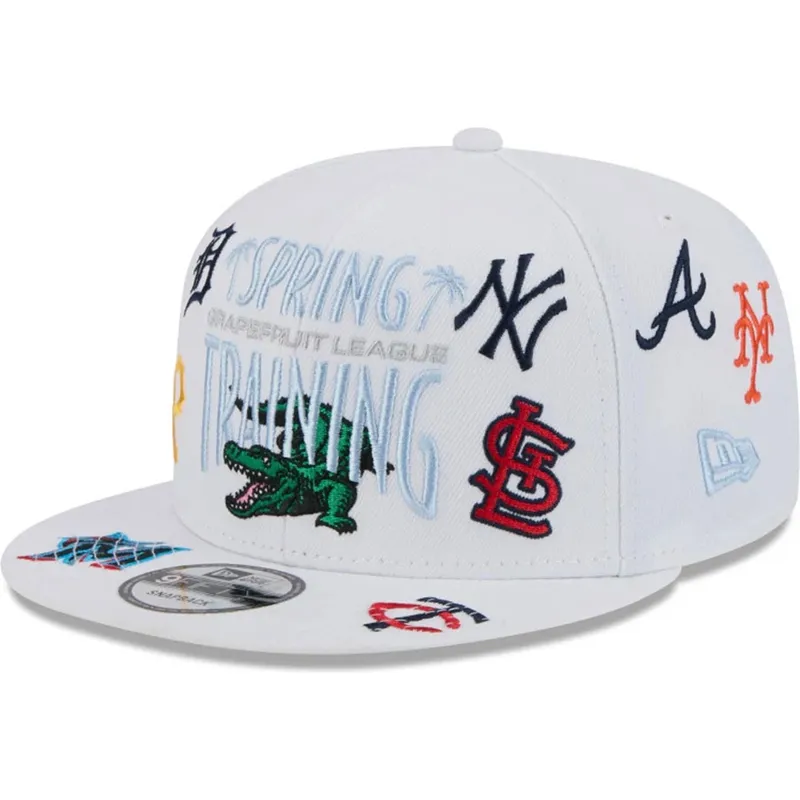 kepure-plokscia-balta-snapback-9fifty-scatter-spring-training-fan-pack-2025-mlb-new-era