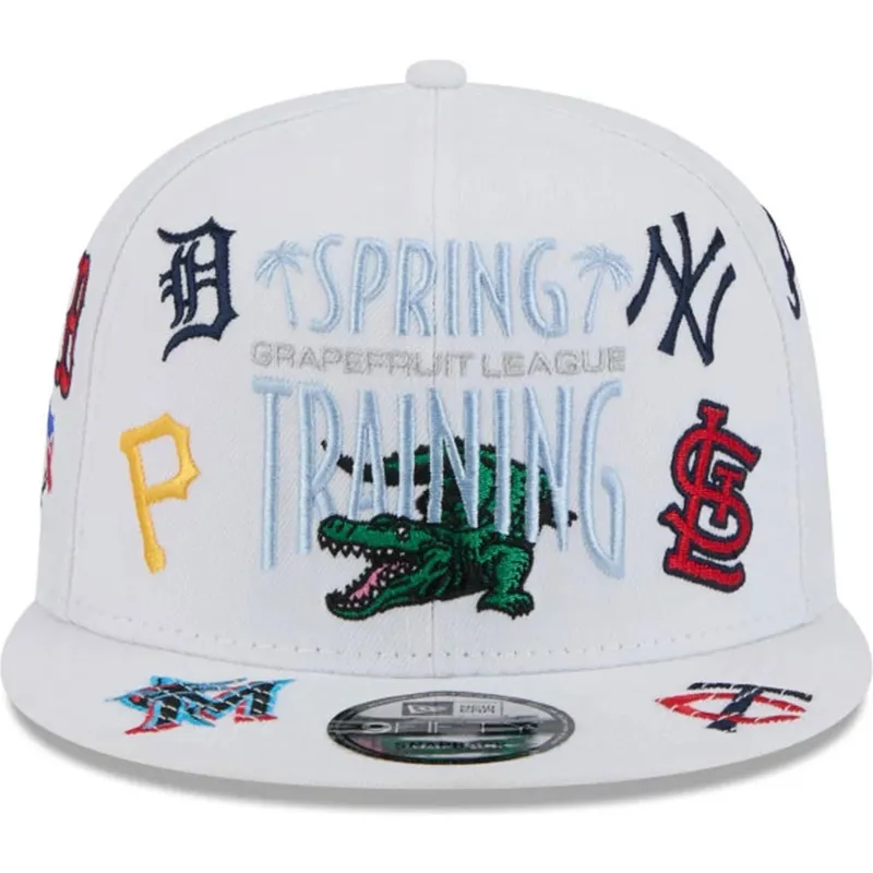 kepure-plokscia-balta-snapback-9fifty-scatter-spring-training-fan-pack-2025-mlb-new-era