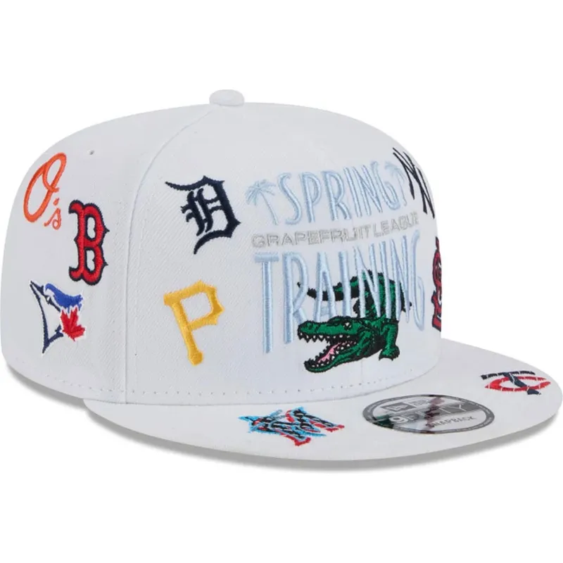 kepure-plokscia-balta-snapback-9fifty-scatter-spring-training-fan-pack-2025-mlb-new-era