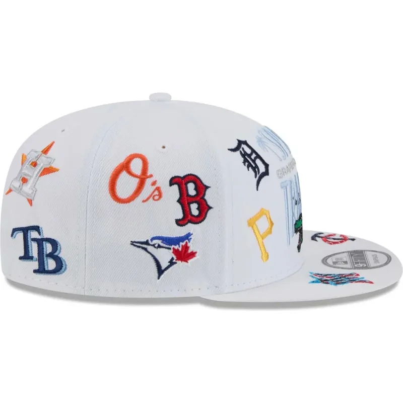kepure-plokscia-balta-snapback-9fifty-scatter-spring-training-fan-pack-2025-mlb-new-era