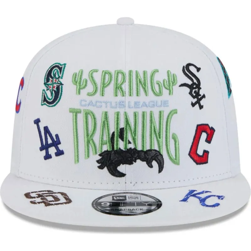 kepure-plokscia-balta-snapback-9fifty-scatter-spring-training-fan-pack-2025-mlb-new-era