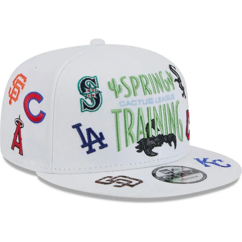 kepure-plokscia-balta-snapback-9fifty-scatter-spring-training-fan-pack-2025-mlb-new-era