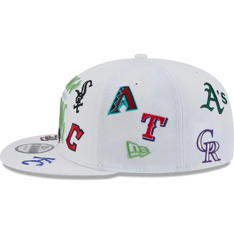 kepure-plokscia-balta-snapback-9fifty-scatter-spring-training-fan-pack-2025-mlb-new-era