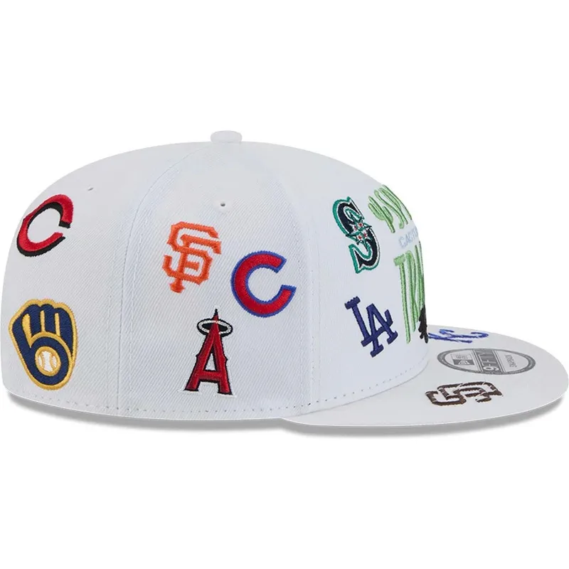 kepure-plokscia-balta-snapback-9fifty-scatter-spring-training-fan-pack-2025-mlb-new-era
