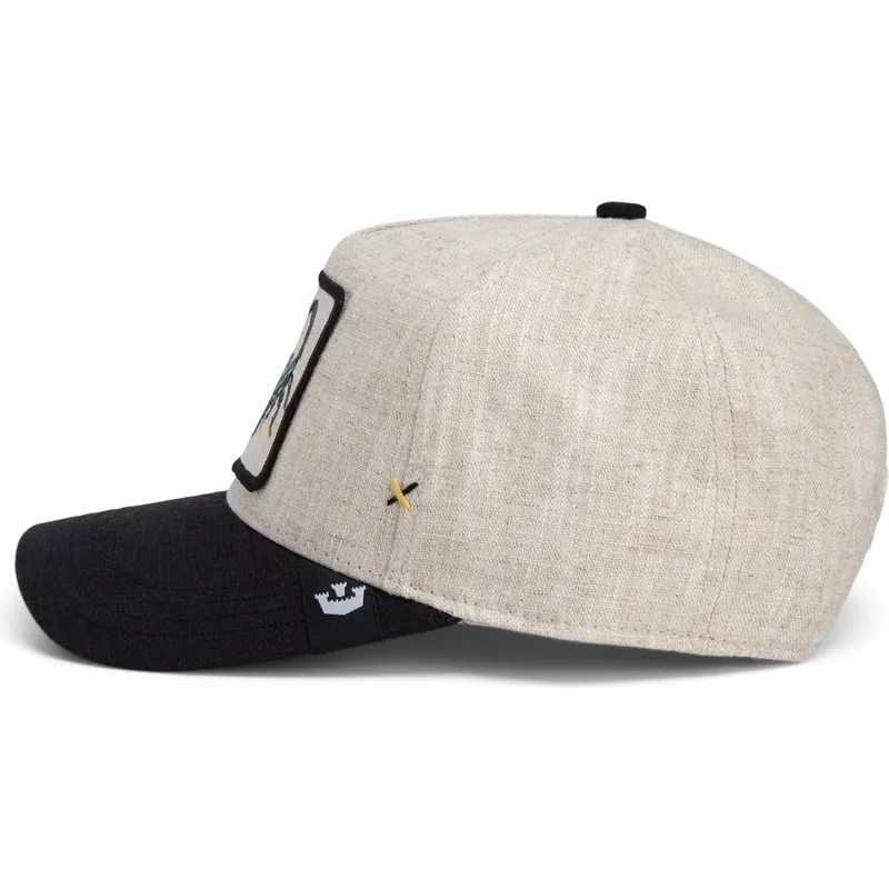 czapka-z-daszkiem-bezowo-czarna-snapback-skorpion-deadly-lethal-linen-rugged-comfort-the-farm-od-goorin-bros