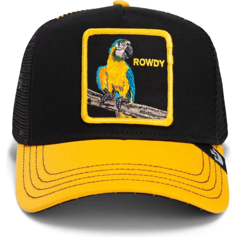 czapka-trucker-czarna-i-zolta-papuga-the-rowdy-bird-fab-farm-goorin-bros