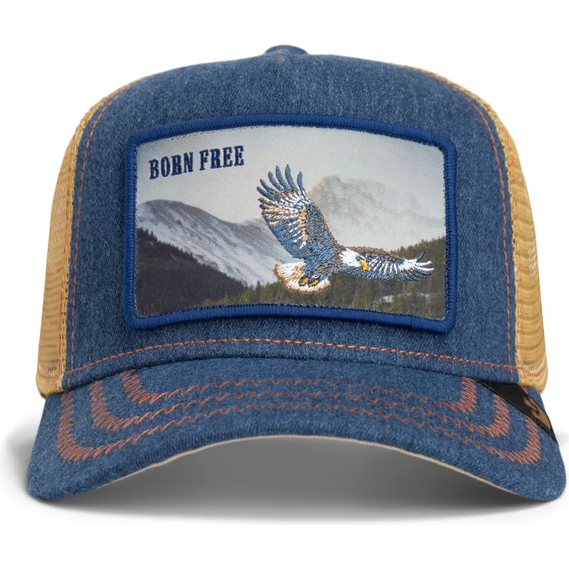 kepure-islenkta-tamsiai-melyna-snapback-born-free-wild-heart-the-farm-goorin-bros