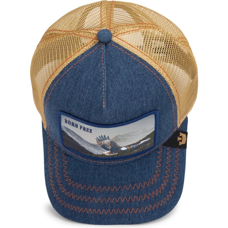 kepure-islenkta-tamsiai-melyna-snapback-born-free-wild-heart-the-farm-goorin-bros