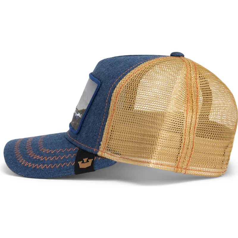 kepure-islenkta-tamsiai-melyna-snapback-born-free-wild-heart-the-farm-goorin-bros