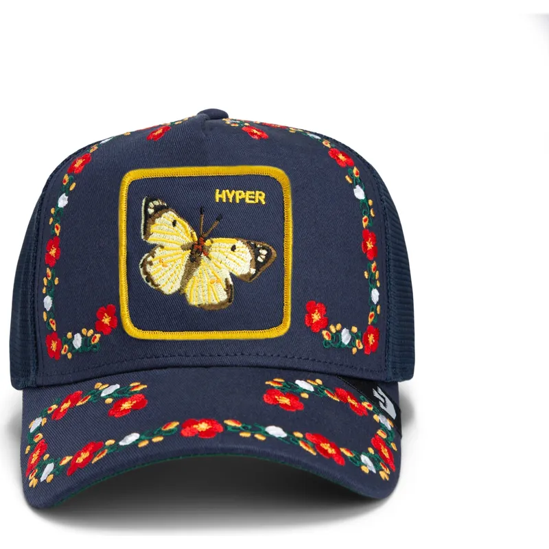 kepure-islenkta-tamsiai-melyna-snapback-goorin-bros-butterfly-hyper-active-flora-fauna-the-farm-navy-blue-hat-the-farm-goorin-br