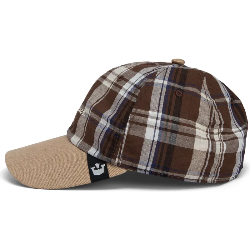 kepure-islenkta-ruda-snapback-goorin-bros-curved-brim-ask-your-mother-papa-cap-madras-the-farm-brown-cap-the-farm-goorin-bros