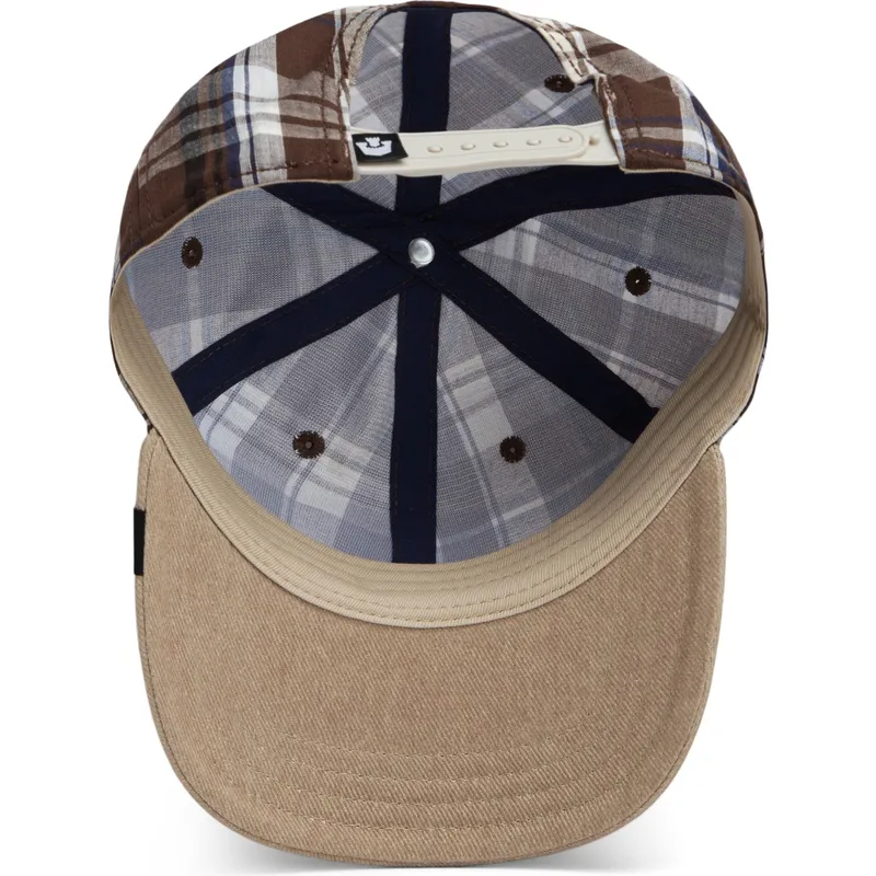 kepure-islenkta-ruda-snapback-goorin-bros-curved-brim-ask-your-mother-papa-cap-madras-the-farm-brown-cap-the-farm-de-goorin-bros