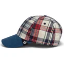 kepure-islenkta-tamsiai-melyna-snapback-goorin-bros-curved-brim-raised-in-a-barn-papa-cap-madras-the-farm-navy-blue-and-red-cap-