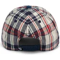 kepure-islenkta-tamsiai-melyna-snapback-goorin-bros-curved-brim-raised-in-a-barn-papa-cap-madras-the-farm-navy-blue-and-red-cap-