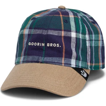 Kepurė išlenkta įvairiaspalvis snapback Goorin Bros. Curved Brim Hardly Working Papa Cap Madras The Farm Navy Blue and Brown Cap The Farm de Goorin Bros.