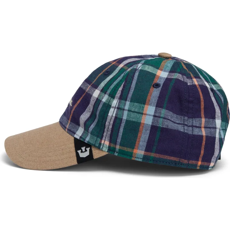 kepure-islenkta-ivairiaspalvis-snapback-goorin-bros-curved-brim-hardly-working-papa-cap-madras-the-farm-navy-blue-and-brown-cap-