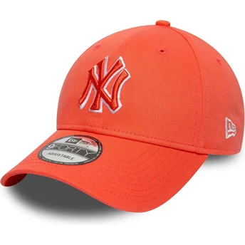 Regulowana pomarańczowa czapka z zakrzywionym daszkiem z pomarańczowym logo 9FORTY Team Outline New York Yankees MLB od New Era
