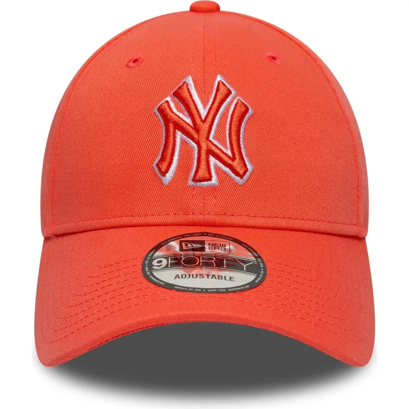 kepure-islenkta-oranzine-reguliuojamas-9forty-team-outline-new-york-yankees-mlb-new-era