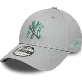Szara regulowana czapka z zakrzywionym daszkiem z szarym logo 9FORTY Team Outline New York Yankees MLB od New Era